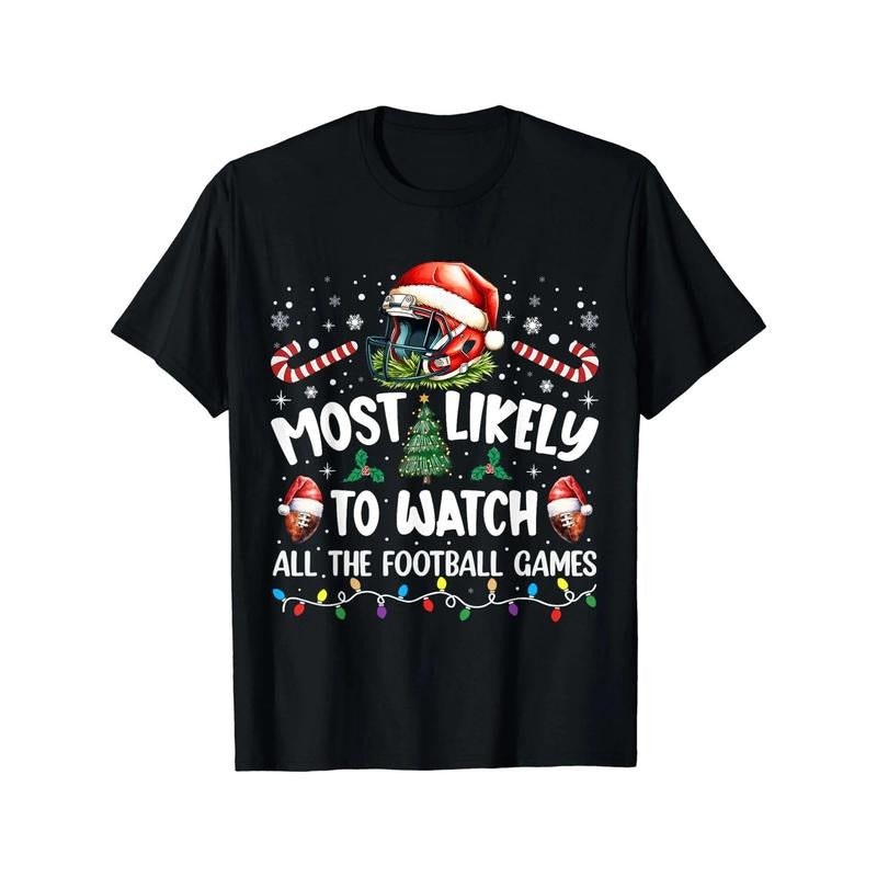 Men's Soft Cotton Christmas Football Print T-Shirt