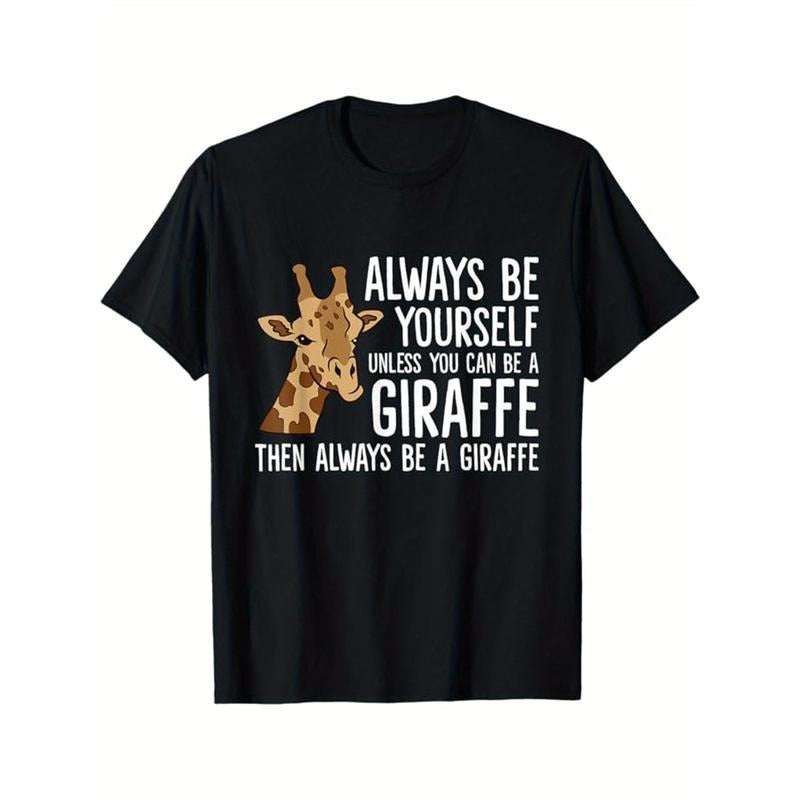 Men's Soft Cotton T-Shirt with Giraffe Print