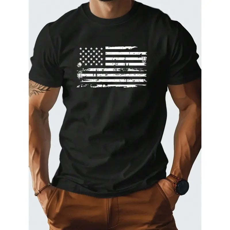 Men's Summer American Flag Printed Round Neck Short Sleeve Casual T-Shirt  made in usa Hoodie, Sweatshirt | TeeBloomCo.com