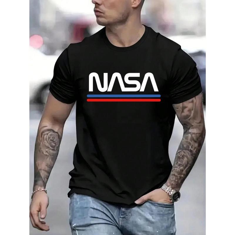 Men's Summer Casual T-Shirt With Letter Print And Round Neck Short Sleeve Made in USA Hoodie, Sweatshirt | TeeBloomCo.com