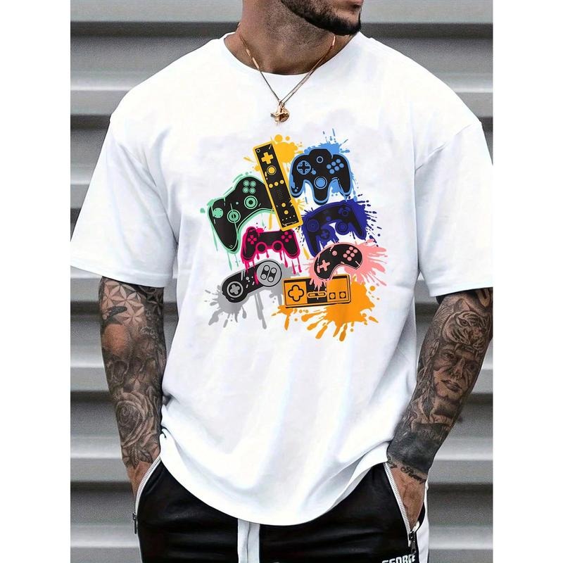 Men's Summer Game Console Printed Round Neck Short Sleeve Casual T-Shirt Made in USA Hoodie, Sweatshirt | TeeBloomCo.com