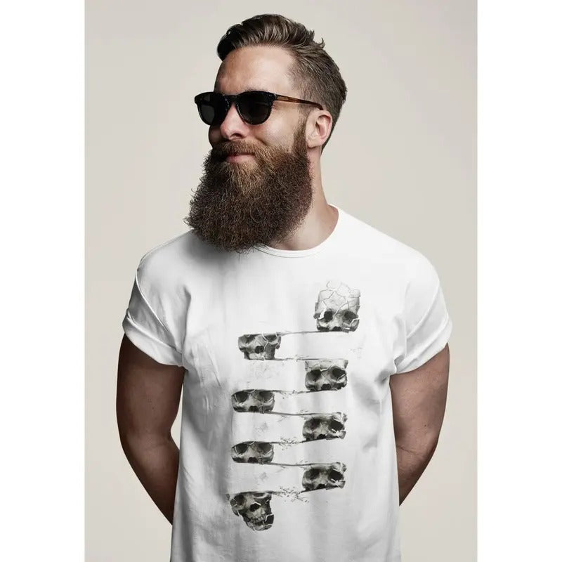 Men's T-shirt, Printed Skull Art Tshirt, Original Sugar Skull Mens Shirt, Mens Graphic Tees, Bella Canvas Cool Skull Art...