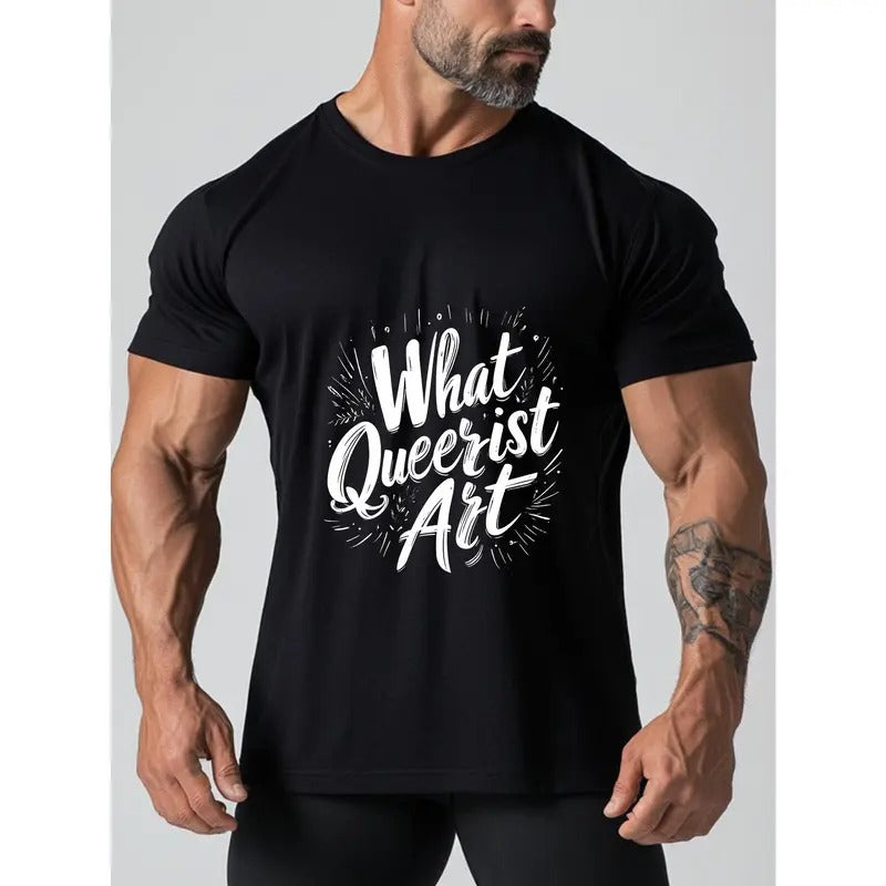 Men's T-shirt, personalized men's clothing, flower-style English printing, men's outdoor casual top, comfort and fashion...
