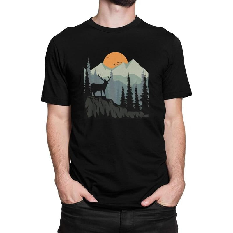 Men's T-shirt, personalized men's clothing, forest printing, men's outdoor casual top, comfort and fashion coexist Made...
