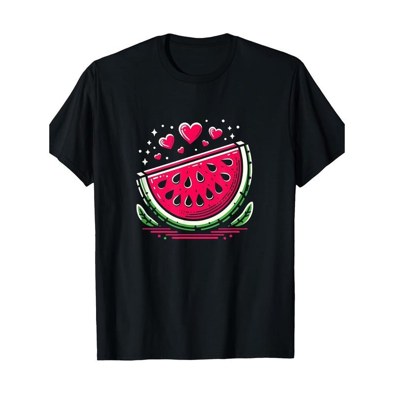 Men's Watermelon Print Cotton T-Shirt