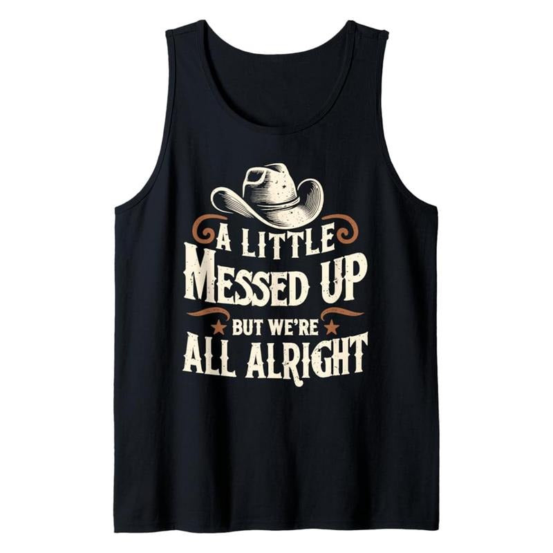 Men's Western Cowboy Graphic Cotton Tank Top