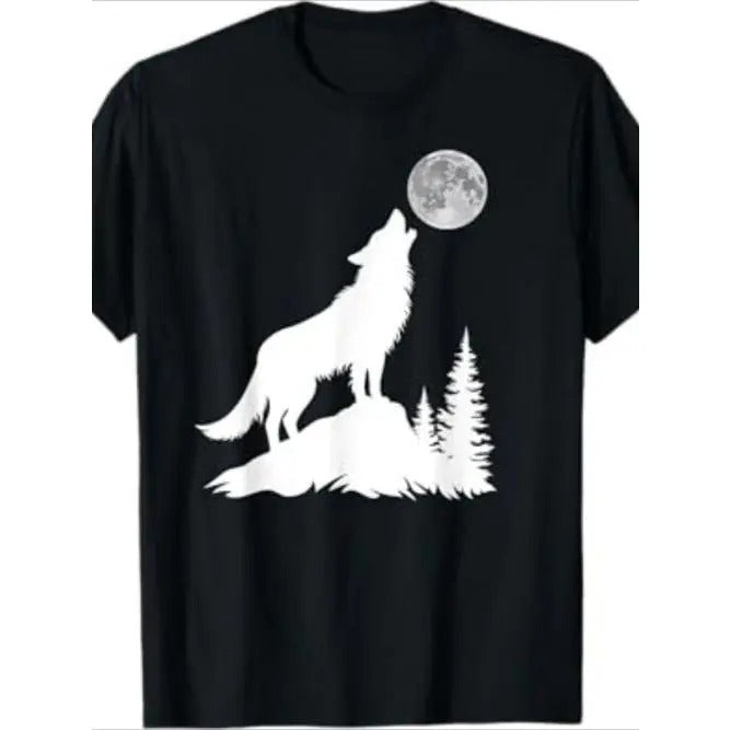Men's Wolf T-Shirt, Wolf Howls at the Moon, Wolf T-Shirt Made in USA Hoodie, Sweatshirt | TeeBloomCo.com