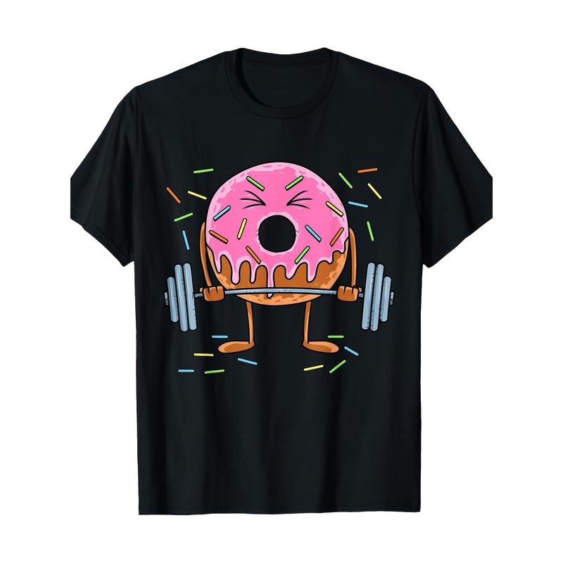 Men's crew Neck T-shirt, Weightlifting - Fun fitness workout Gym Donut Lover T-shirt, men's T-shirt made in usa Hoodie,...