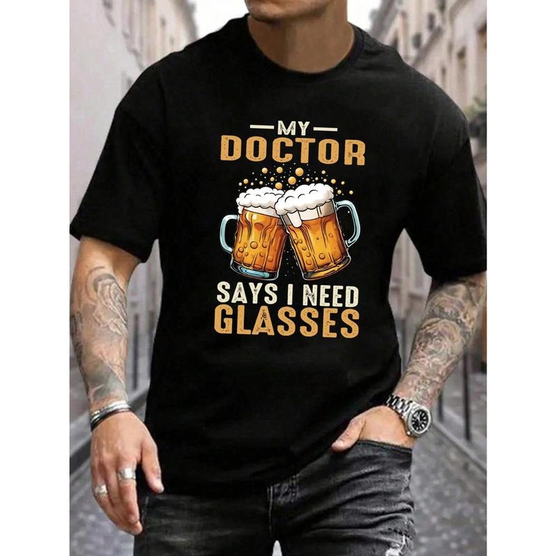 Men's summer beer print T-shirt with round neck and short sleeves made in usa Hoodie, Sweatshirt | TeeBloomCo.com