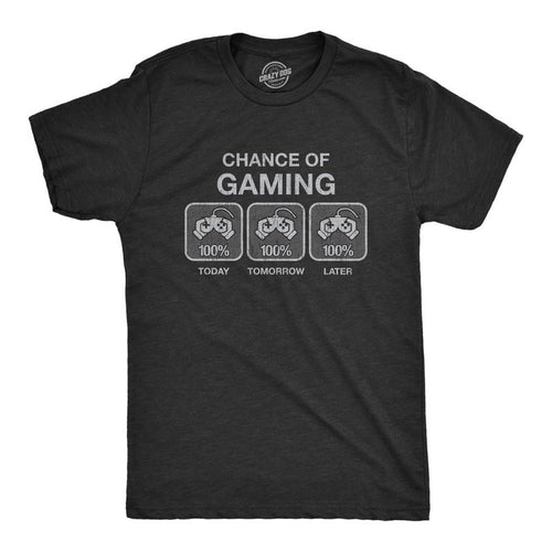 Mens 100% Chance Of Gaming T Shirt Funny Nerdy Video Games Novelty Tee Mens Funny T Shirts Cool Tees Soft Stylish Casual...