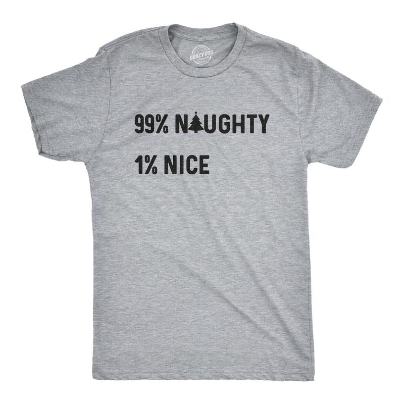 Mens 99% Naughty 1% Nice T Shirt Funny Christmas Party Graphic Novelty Holiday Tee Mens Funny T Shirts Cool Tees Soft...