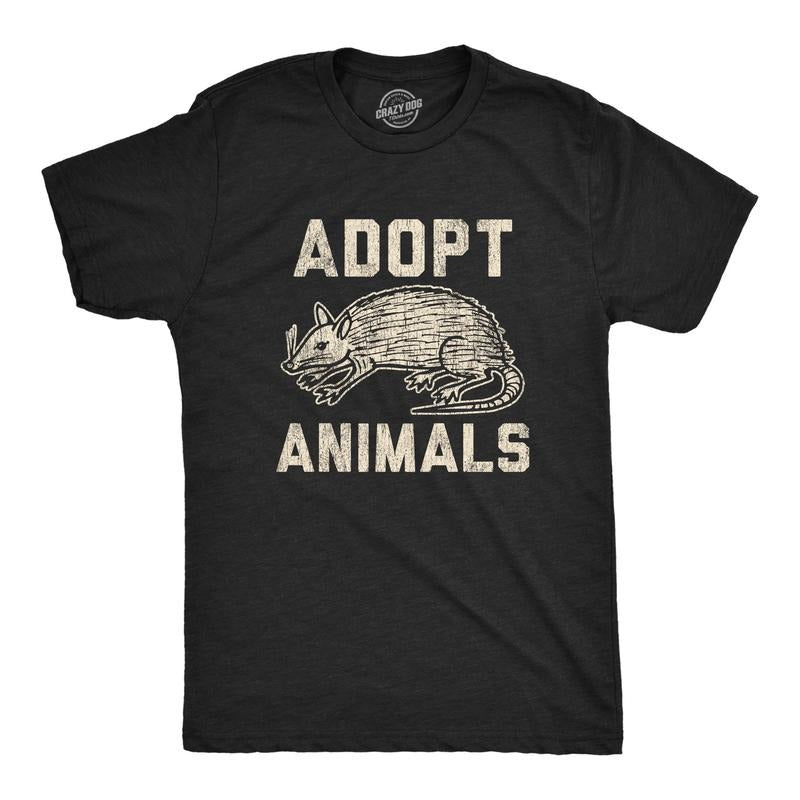Mens Adopt Animals Humor T shirt Funny Opossum Trash Graphic Novelty Tee Hoodie, Sweatshirt | TeeBloomCo.com
