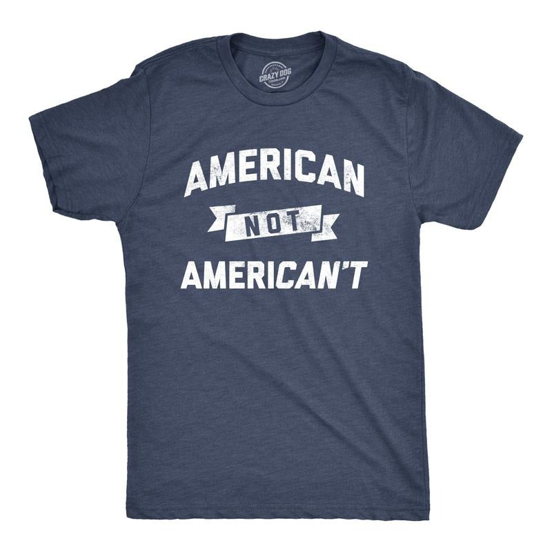 Mens American Not Americant T Shirt Funny USA Pride 4th of July Tee Mens Funny T Shirts Cool Tees Soft Stylish Casual...