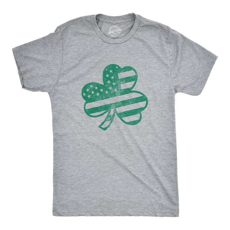 Mens American Shamrock FLAG T Shirt USA Cool Saint Patricks Day Clover Graphic Mens Funny T Shirts Cool Tees Soft Stylish...