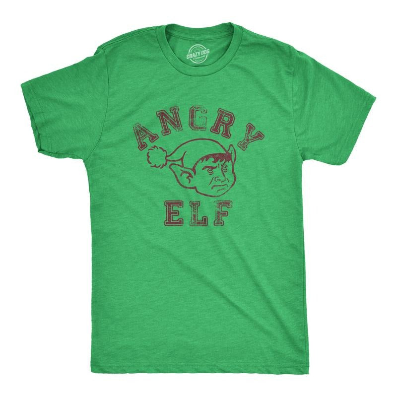 Mens Angry Elf T Shirt Funny Xmas Party Pissed Off Elves Santas Helpers Tee For Guys Mens Funny T Shirts Cool Tees Soft...