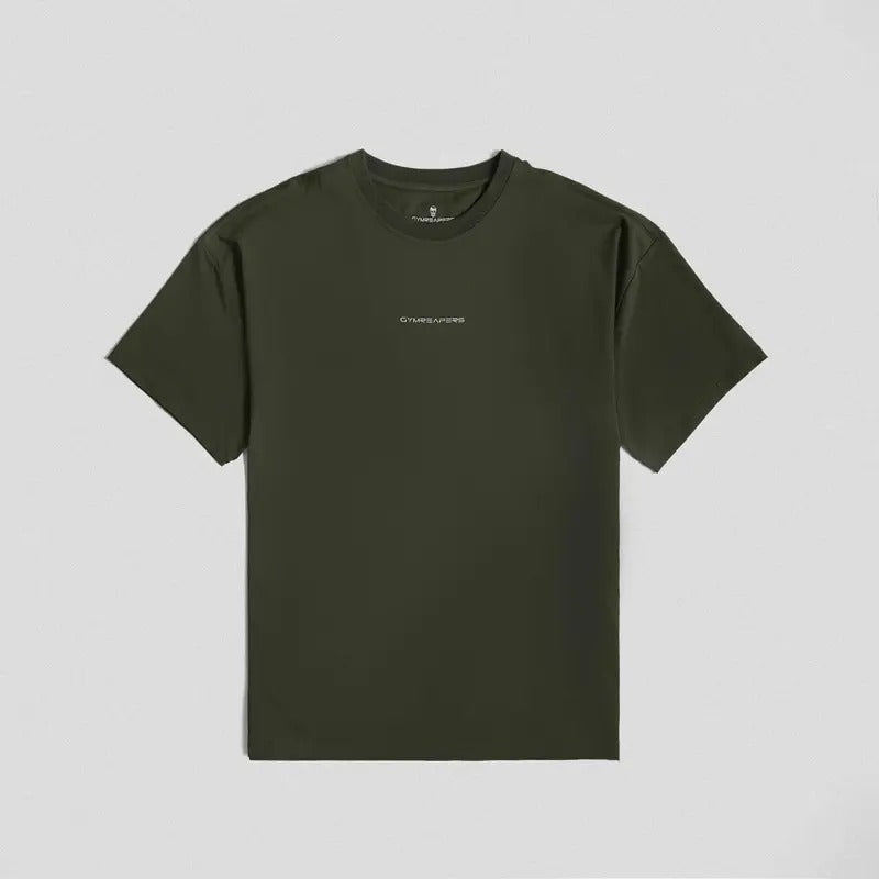 Mens Axis Box Tee - Oversized Style, OD Green, Cotton - Summer T-shirt Classic Menswear Hoodie, Sweatshirt | TeeBloomCo.com