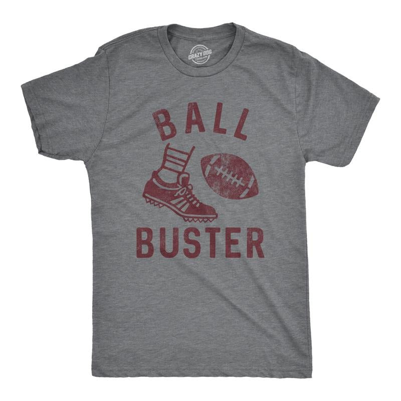 Mens Ball Buster T Shirt Funny Sarcastic Football Player Joking Tee For Guys Mens Funny T Shirts Cool Slimming Tees with...
