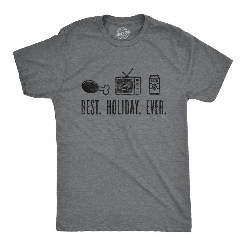 Mens Best Holiday Ever Tshirt Funny Thanksgiving Football Drinking Graphic Tee Hoodie, Sweatshirt | TeeBloomCo.com