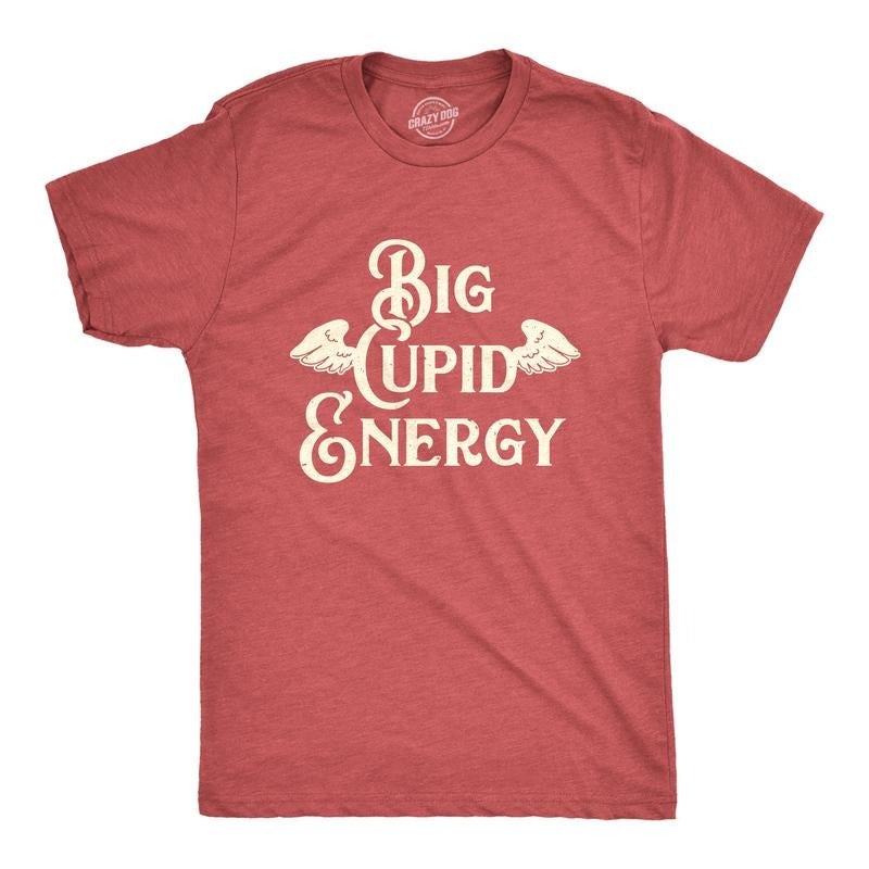 Mens Big Cupid Energy T Shirt Funny Valentines Day Novelty Tee for Men Mens Funny T Shirts Cool Tees Soft Stylish Casual...
