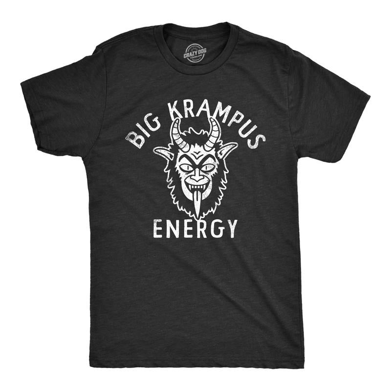 Mens Big Krampus Energy T Shirt Funny Xmas Evil Devil Santa Claus Joke Tee for Guys Mens Funny T Shirts Cool Tees Soft...