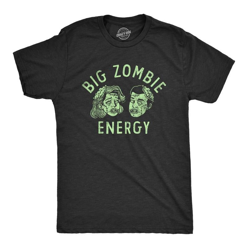 Mens Big Zombie Energy T Shirt Funny Halloween Spooky Undead Vibes Tee for Guys Mens Funny T Shirts Cool Tees Soft...