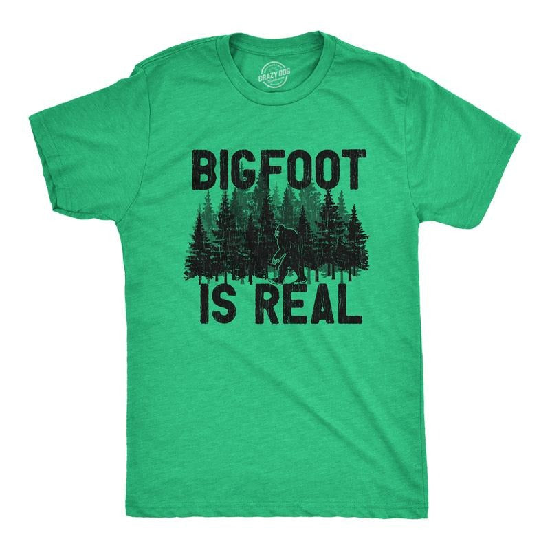 Mens Bigfoot Is Real T Shirt Funny Awesome Sasquatch Believer Outdoors Tee For Guys Mens Funny T Shirts Cool Tees Soft...