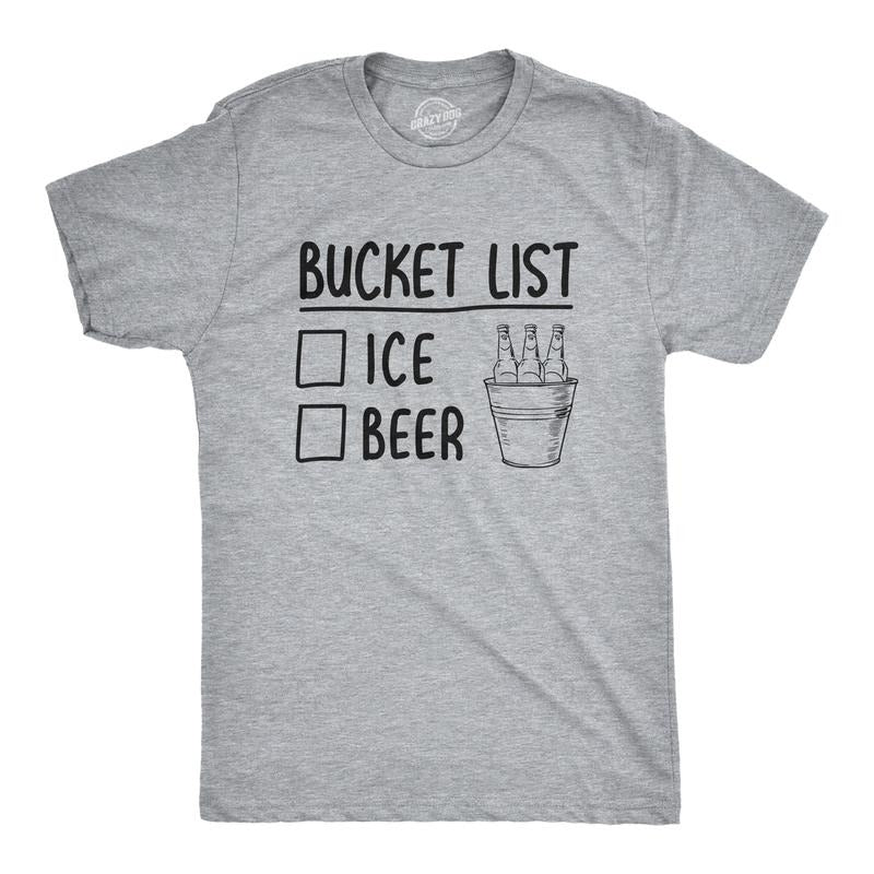 Mens Bucket List Ice Beer T shirt Funny Drinking Lover Novelty Cool Graphic Tee Mens Funny T Shirts Cool Tees Soft...