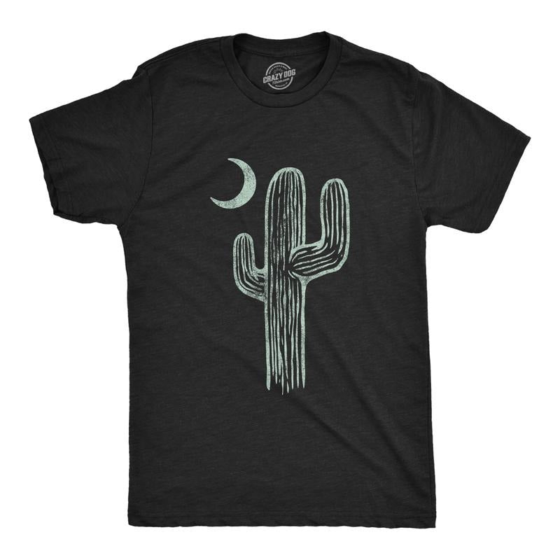 Mens Cactus Moon T Shirt Cute Desert Night Graphic Novelty Tee Mens Funny T Shirts Cool Tees Soft Stylish Casual Menswear...