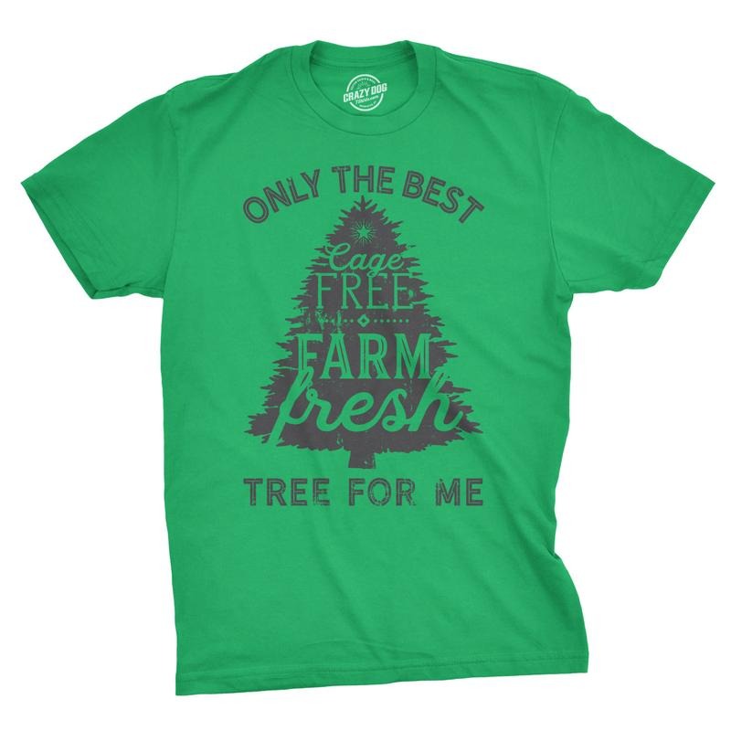 Mens Cage Fre Farm Fresh Tree T Shirt Funny Outdoors Christmas Tee For Guys Mens Funny T Shirts Cool Tees Soft Stylish...