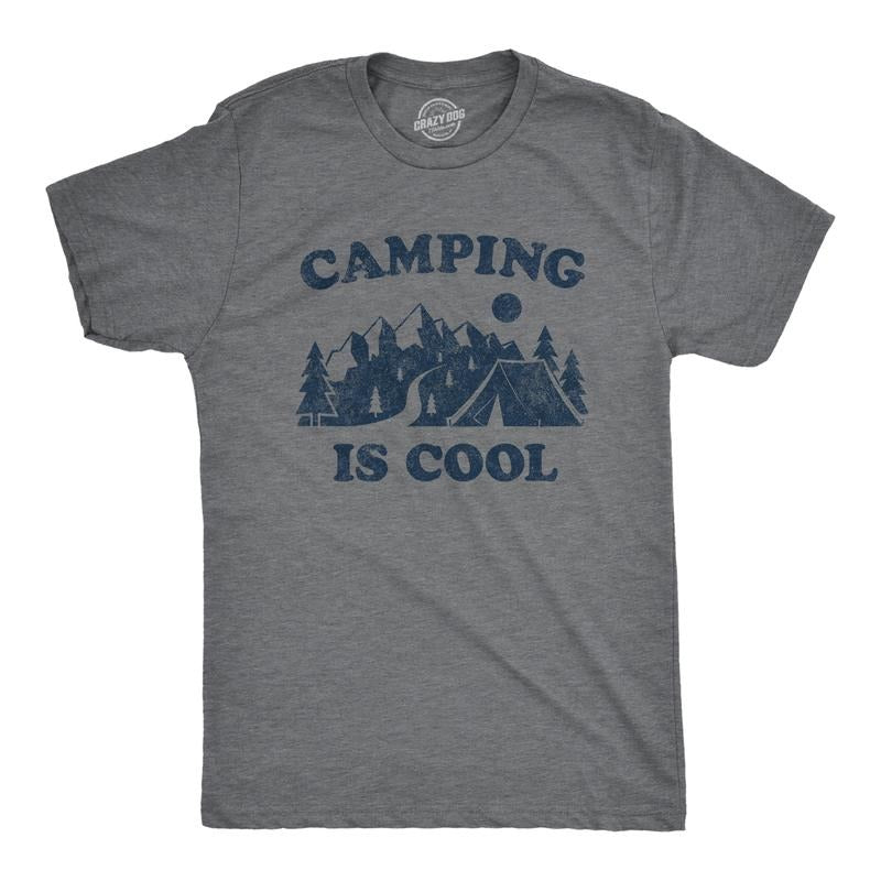 Mens Camping Is Cool Tshirt Funny Outdoor Adventure Hiking Tent Novelty Graphic Tee Mens Funny T Shirts Cool Slimming...