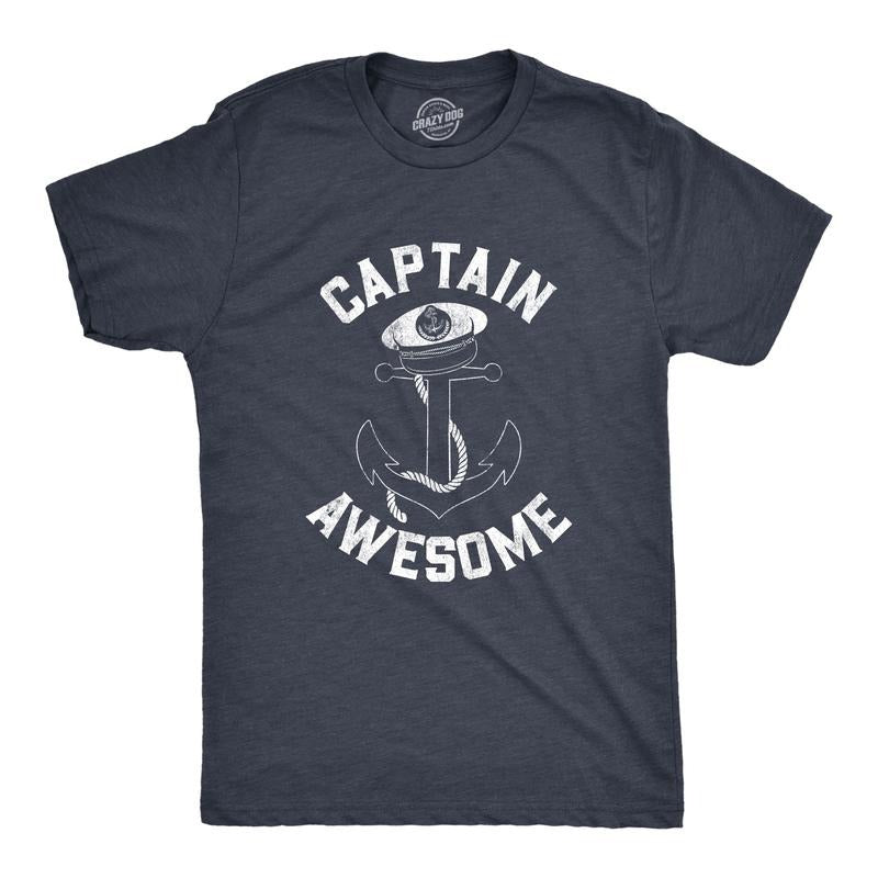 Mens Captain Awesome T Shirt Funny Sarcastic Boating Tee Mens Funny T Shirts Cool Tees Soft Stylish Casual Menswear...