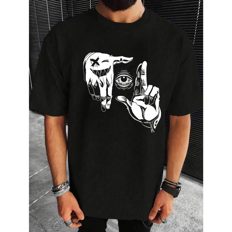 Mens Cartoon Print Crew Neck T-Shirt
