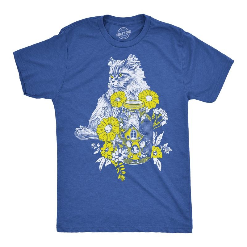 Mens Cat And Mouse Funny T Shirt Kitten Graphic Tee For Men Mens Funny T Shirts Cool Tees Soft Stylish Casual Menswear...