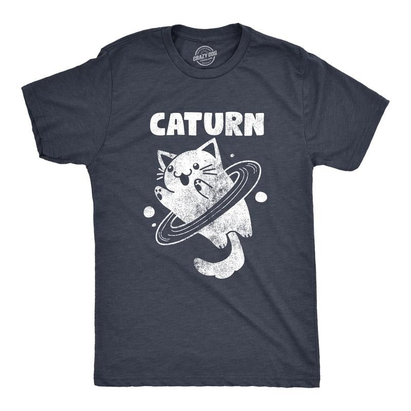 Mens Caturn T Shirt Funny Cute Saturn Kitten Planet Rings Outerspace Tee For Guys Mens Funny T Shirts Cool Tees Soft...