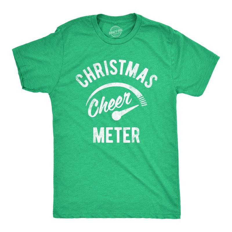 Mens Christmas Cheer Meter T Shirt Funny Holiday Xmas Party Graphic Tee Mens Funny T Shirts Cool Tees Soft Stylish Casual...