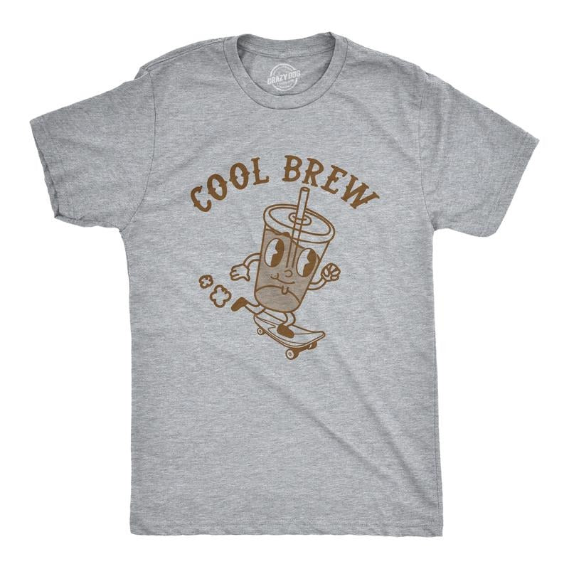 Mens Cool Brew T Shirt Funny Rad Skateboarding Cold Coffee Joke Tee For Guys Mens Funny T Shirts Cool Tees Soft Stylish...