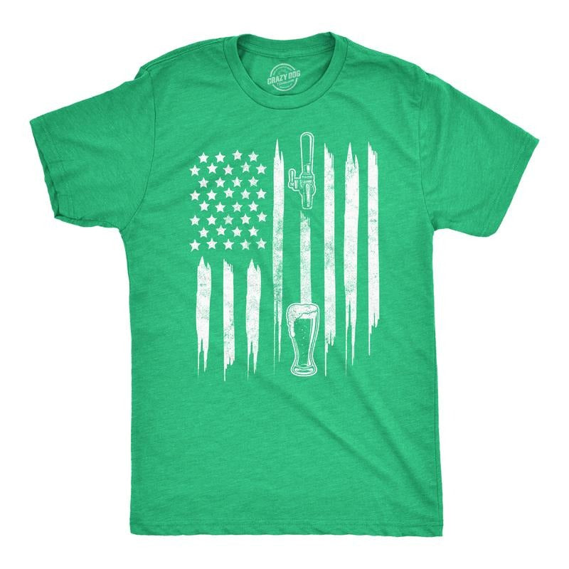Mens Craft Beer American Flag St Patricks Day Graphic Tee Drinking T Shirt Mens Funny T Shirts Cool Tees Soft Stylish...