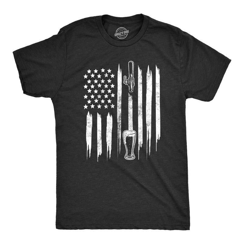 Mens Craft Beer American Flag T Shirt Cool Beer Lover Bar 4th Of July USA Graphic Tee Mens Funny T Shirts Cool Tees Soft...