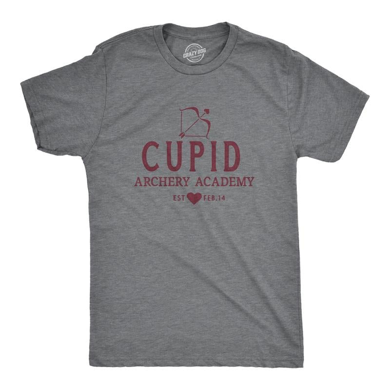 Mens Cupid Archery Academy T Shirt Funny Valentines Day Shirt for Men Mens Funny T Shirts Cool Tees Soft Stylish Casual...