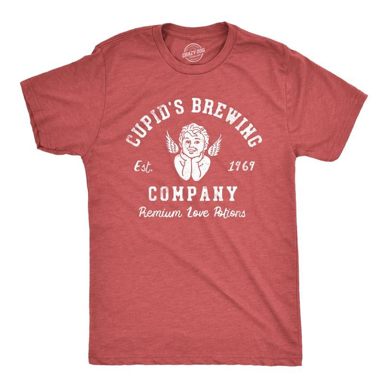 Mens Cupids Brewing Company T Shirt Funny Valentines Day Love Potions Tee For Guys Mens Funny T Shirts Cool Tees Soft...