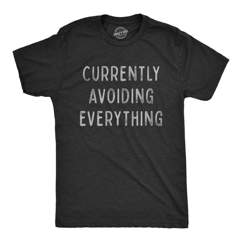 Mens Currently Avoiding Everything T Shirt Funny Sarcastic Introverted Tee Mens Funny T Shirts Cool Tees Soft Stylish...