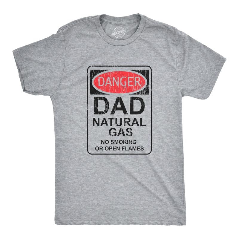 Mens Danger Dad Natural Gas T Shirt Funny Farting Father Warning Sign Tee For Guys Mens Funny T Shirts Cool Tees Soft...