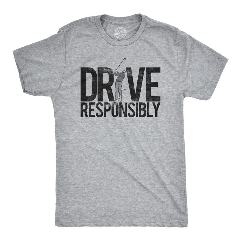 Mens Drive Responsibly T Shirt Funny Golf Father's Day Tee Mens Funny T Shirts Cool Tees Soft Stylish Casual Menswear...