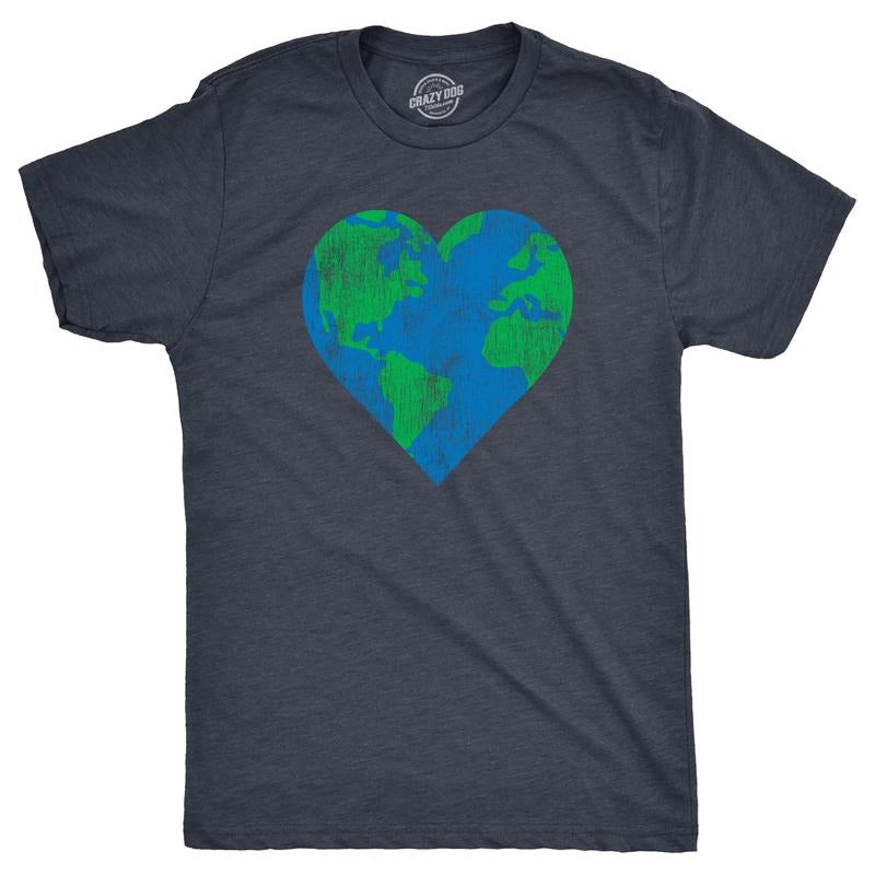 Mens Earth Heart T Shirt Funny Awesome Earth Day Nature Lovers Tee For Guys Mens Funny T Shirts Cool Tees Soft Stylish...