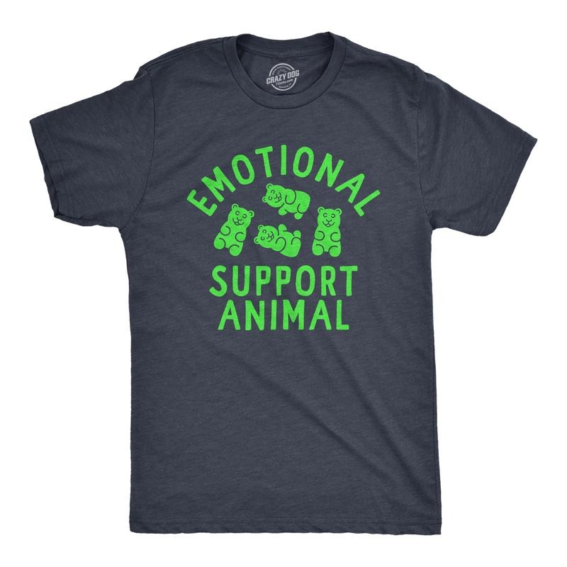Mens Emotional Support Animal T Shirt Funny Mental Health Gummy Bear Candy Joke Tee For Guys Mens Funny T Shirts Cool...