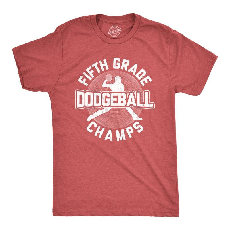 Mens Fifth Grade Dodgeball Champs T shirt Funny Vintage 80s Gym Cool Graphic Tee Mens Funny T Shirts Cool Tees Soft...