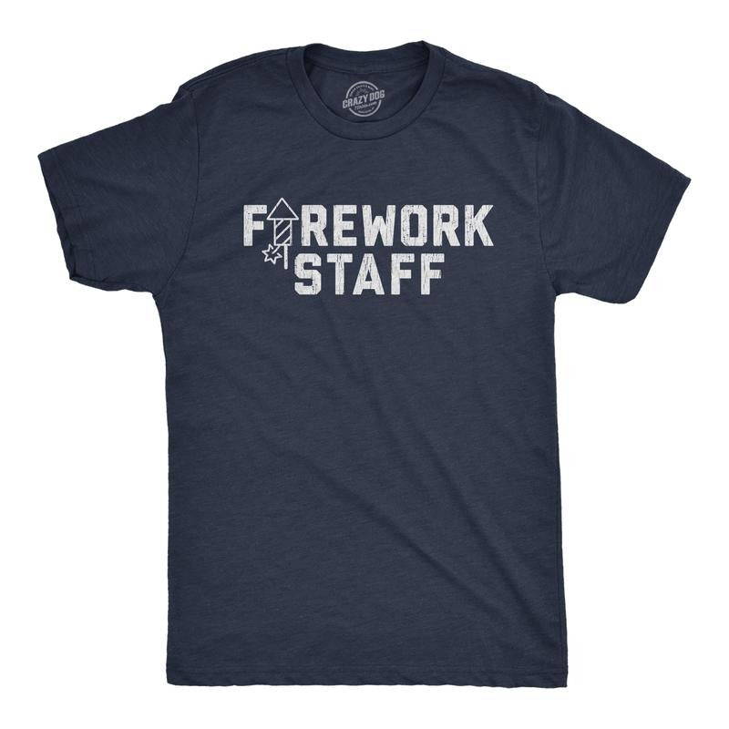Mens Firework Staff T Shirt Funny 4th Of July Independence Day Graphic Tee Mens Funny T Shirts Cool Tees Soft Stylish...