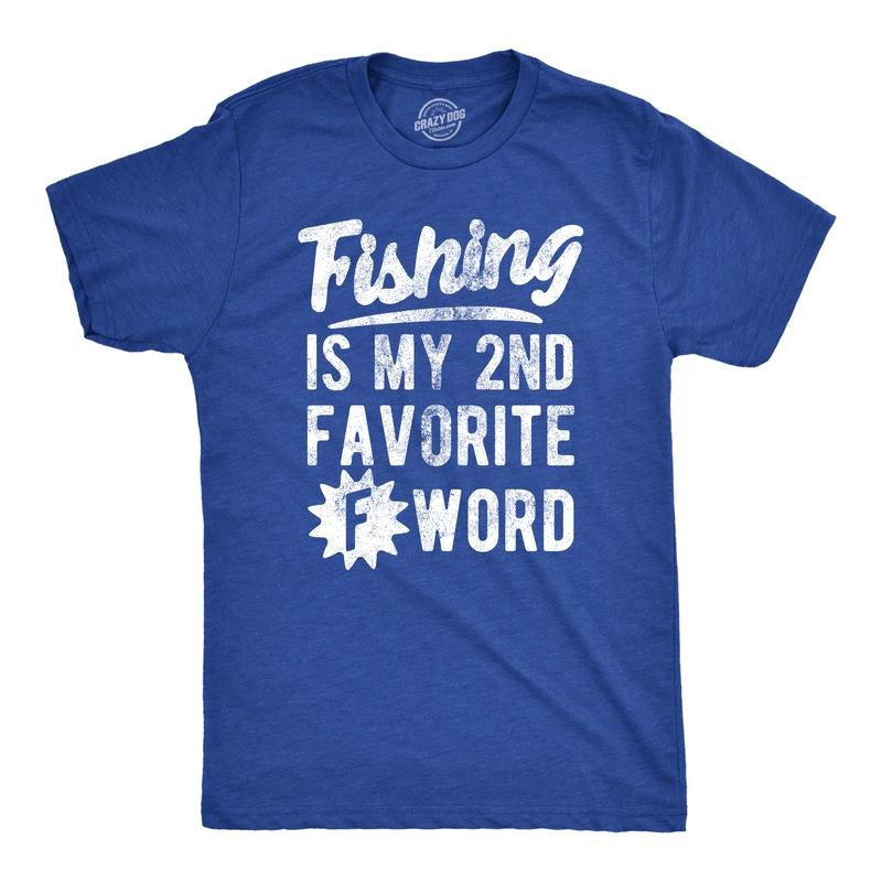 Mens Fishing Is My Second Favorite F Word T Shirt Funny Swearing Curse Word Fish Lovers Tee For Guys Mens Funny T Shirts...