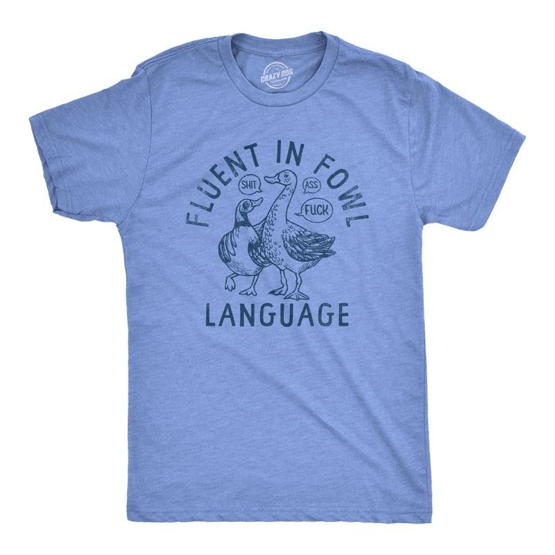 Mens Fluent In Fowl Language T Shirt Funny Swearing Cursing Ducks Joke Tee For Guys Mens Funny T Shirts Cool Slimming...
