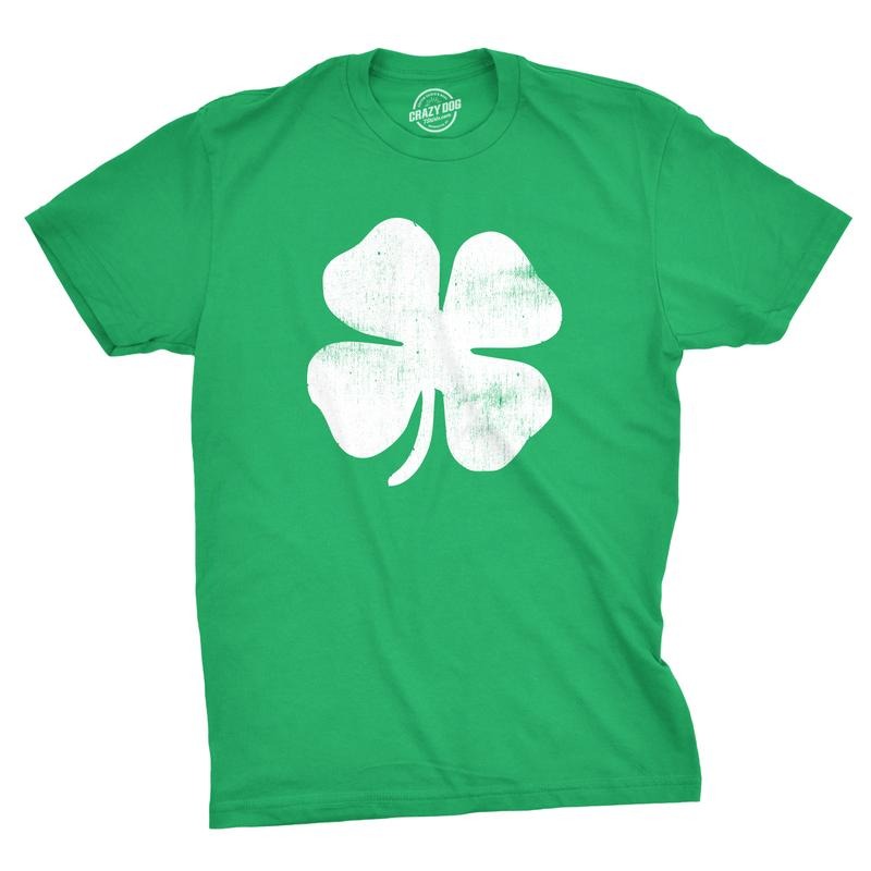 Mens Four Leaf Clover T Shirt Funny Saint Patricks Day Shamrock Lucky Irish Tee Mens Funny T Shirts Cool Tees Soft...
